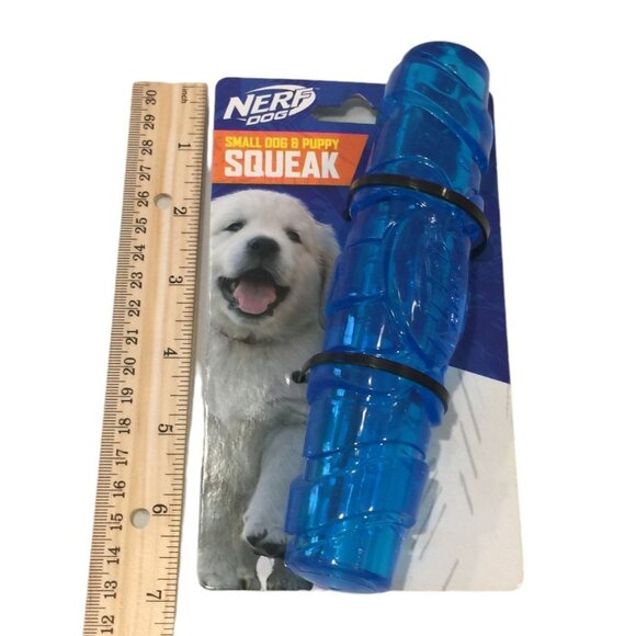 Nerf Dog Small Dog & Puppy 6 1/2" Blue Squeak Throw Dog Toy - Picture 2 of 3